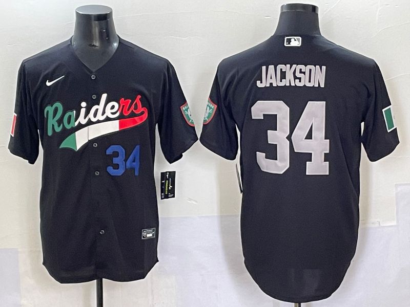 Men 2025 Oakland Raiders #34 Jackson Black Joint Name Nike Limited NFL Jersey style 65